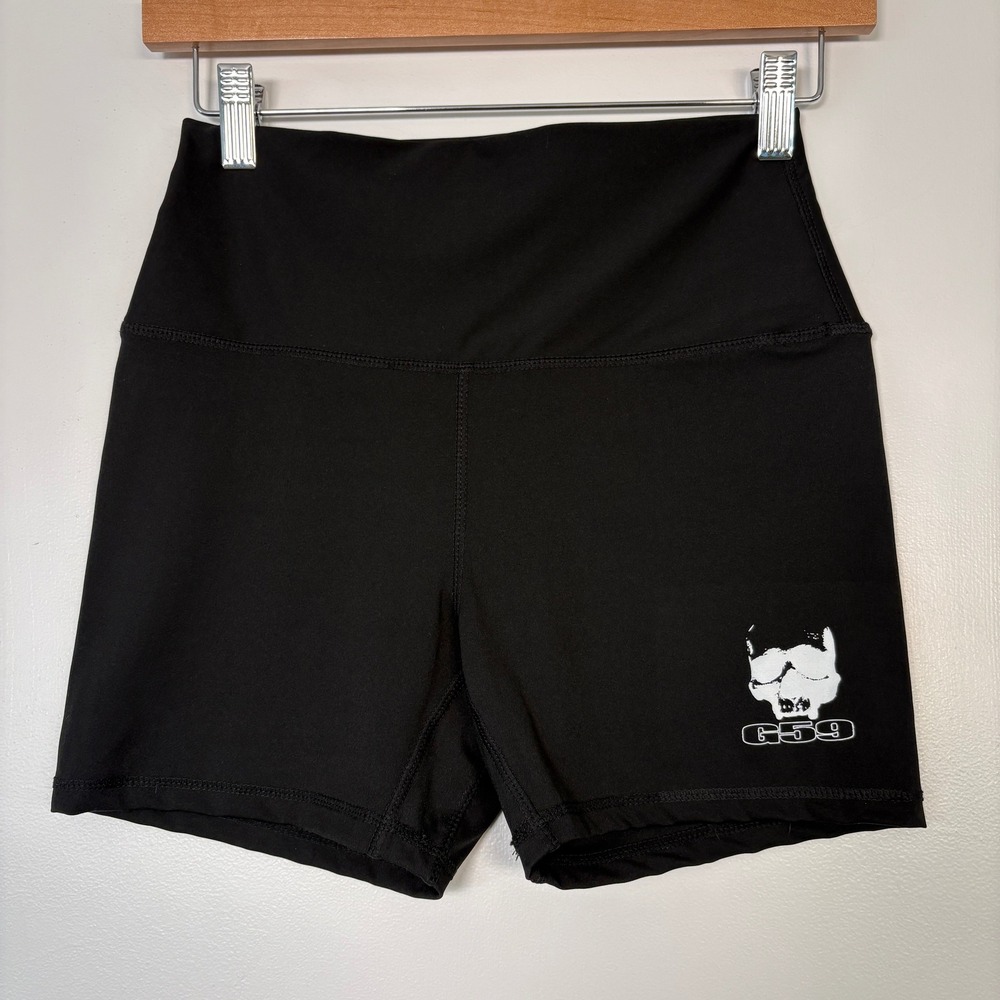 G59 Records Womens $uicideBoy$ Shorts Medium Black Skull Logo High Waist Yoga